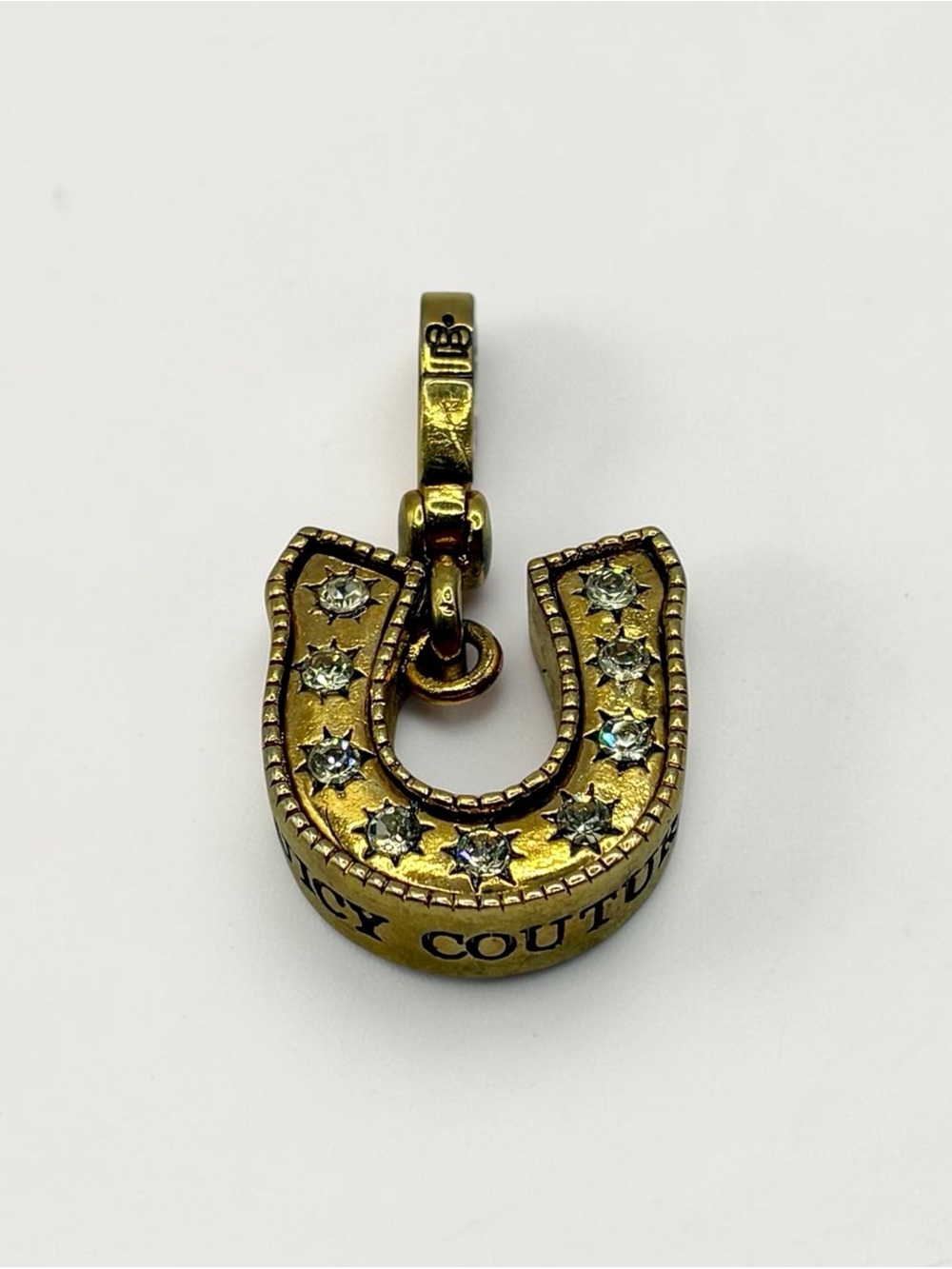 Juicy Couture Lucky Horseshoe Reversible Gold-Tone  Crystal & Turquoise Charm
